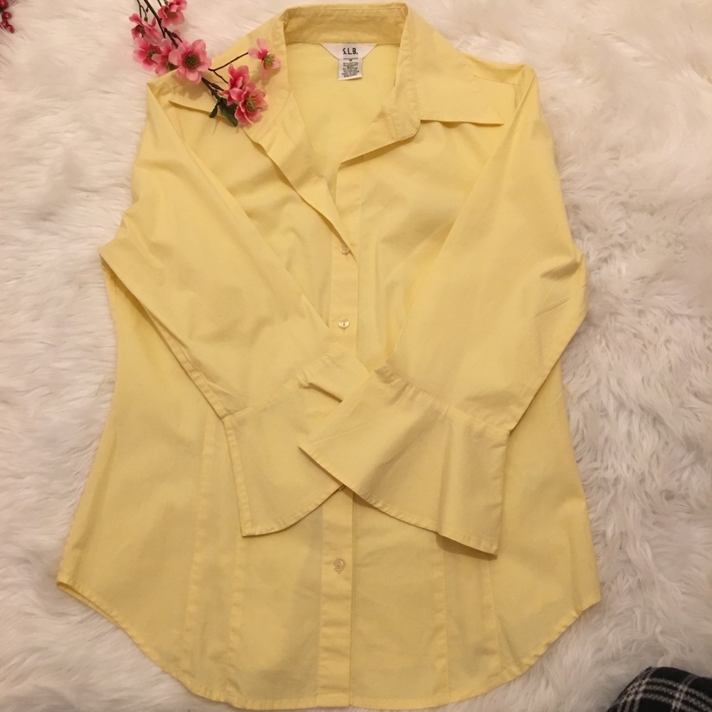 SLB Yellow Button Up Shirt 3/4 Belle sleeves